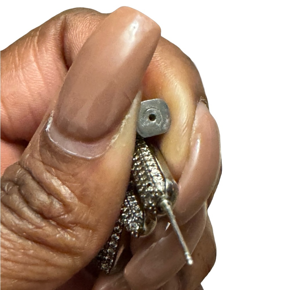 Fendi Crystal FF Logo Stud Earrings - Gold & Silver Mix - Picture 10 of 12